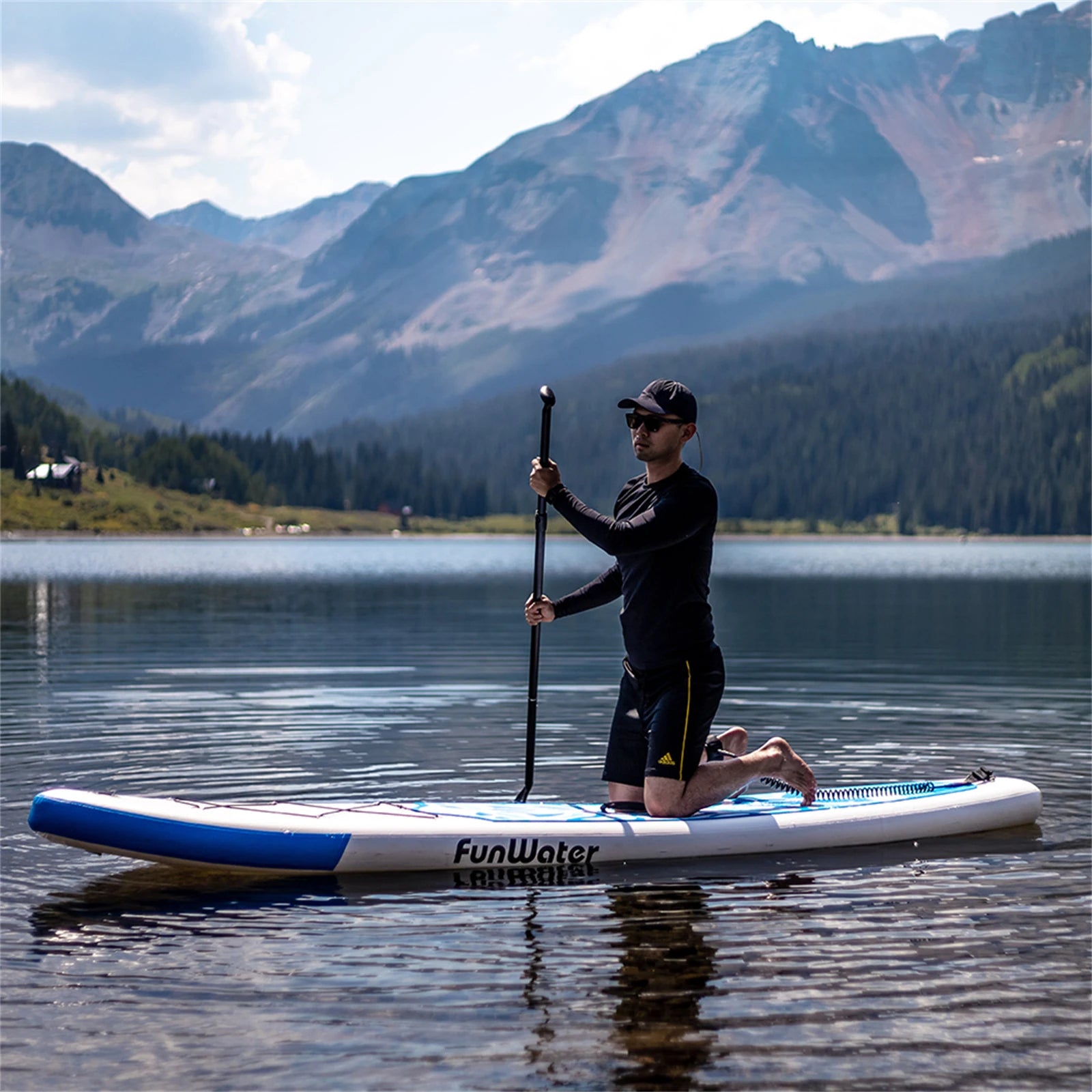 [UK Direct]  Inflatable Ultra-Light (17.6Lbs) Stand up Surfboard for All Skill Levels Everything Included with Stand up Paddle Board, Adj Paddle, Pump, ISUP Travel Backpack, Leash, Waterproof Bag SUPFW02A
